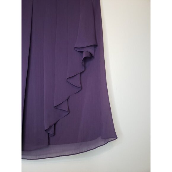 David's Bridal Womens 12 Short Dress Prom Semi Formal Purple Ruffle F14847 - Picture 3 of 5